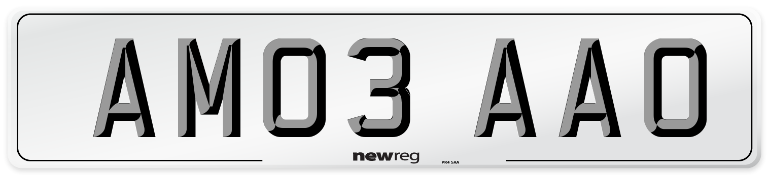 AM03 AAO Number Plate from New Reg